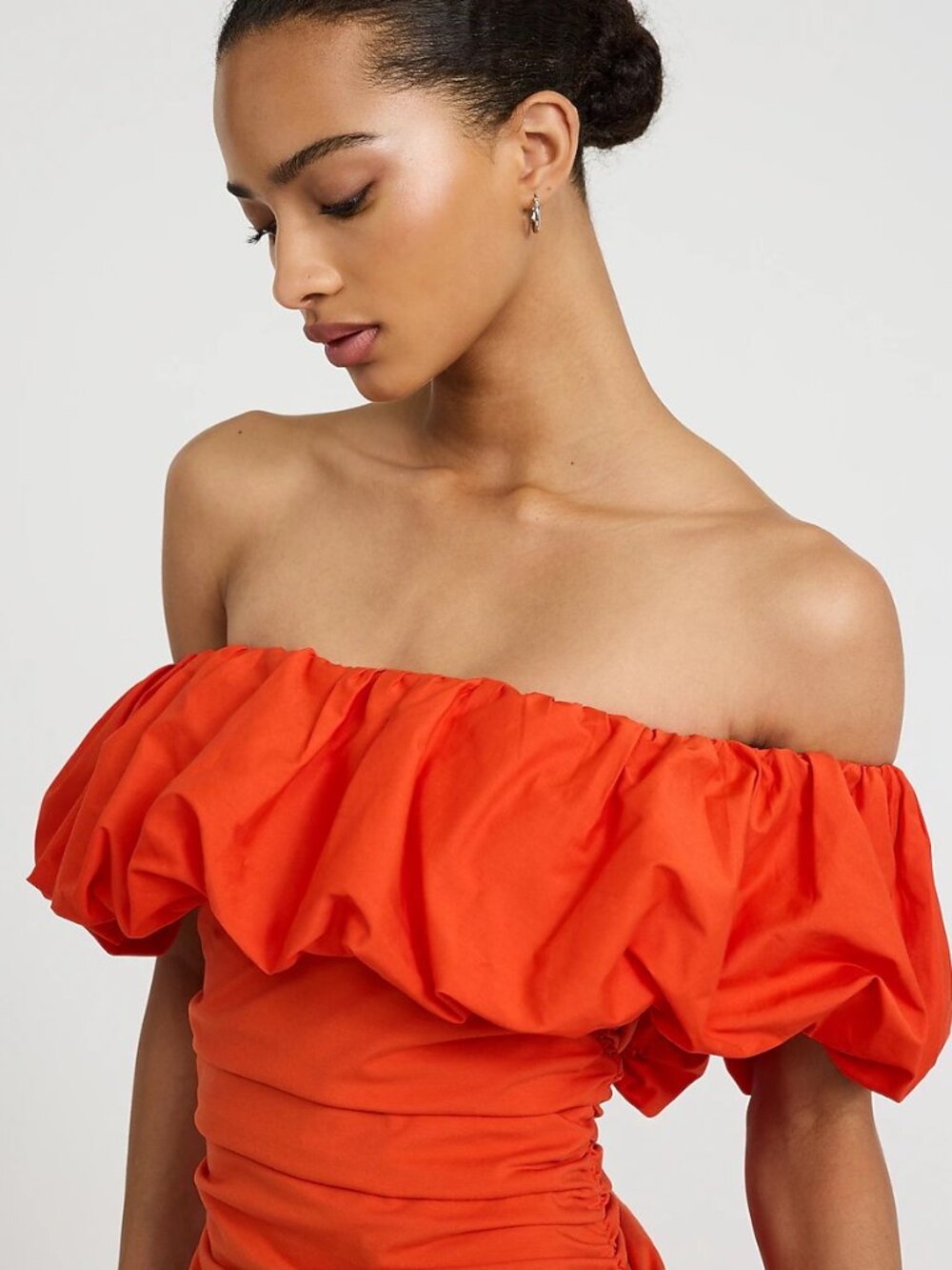 π Express Drop Waist Bubble Hem Mini Dress Orange XL - Picture 4 of 5
